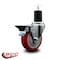 Service Caster 4'' Red Poly Swivel 1-3/4'' Expanding Stem Caster with Brake SCC-EX20S414-PPUB-RED-PLB-134 - alternate 4